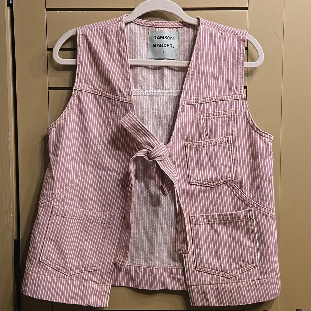 Damson Madder Dilly Vest Jacket in Pink Stripe EU Size 8/ US Size 4 - Picture 5 of 9